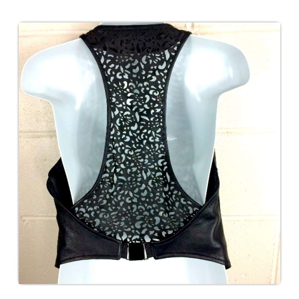Bohemian Army Leather Vest Cut Out Back